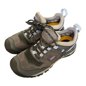 Like New! Keen Womens Gray Blue RIDGE FLEX Waterproof Hiking Shoes Sz 9.5